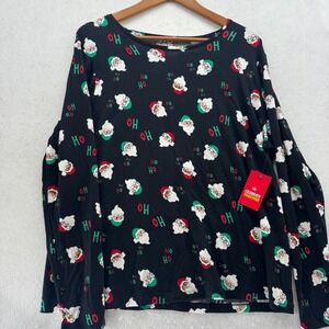 Celebrate Together Women's XXL Christmas Santa Long Sleeve T-Shirt Top NWT